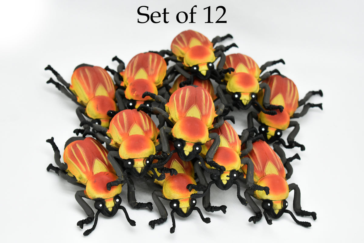 Beetle, June Bug, Red and Yellow, Very Nice Rubber Replica   5"  -   F2067 B133