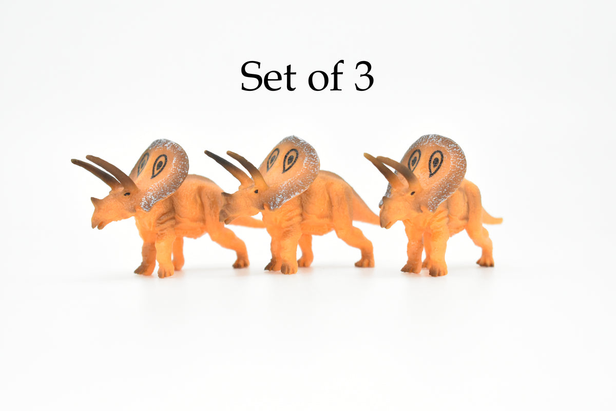 Torosaurus Dinosaur, Museum Quality, Animal, Educational, Realistic Hand Painted, Figure, Lifelike Model, Vintage Replica, Toy, Gift,    2 3/4 Inches.    F8101 B117