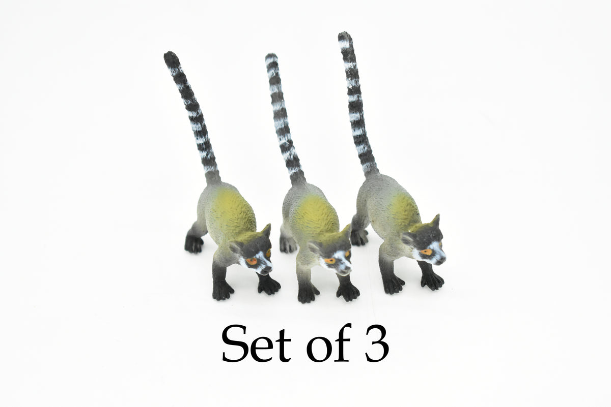 Lemur, Ringtail,  Ring-Tailed, Madagascar, Very Nice Plastic Design, Animal Figure, Educational, Figure, Lifelike, Diorama Model, Replica, Toy, Kids, Gift,   3 Inches.    CWG110 B237
