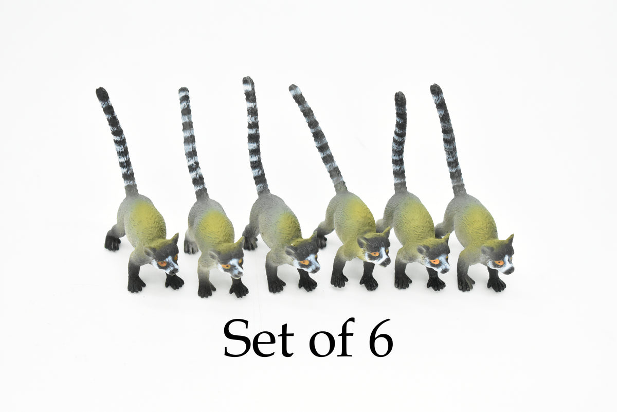 Lemur, Ringtail,  Ring-Tailed, Madagascar, Very Nice Plastic Design, Animal Figure, Educational, Figure, Lifelike, Diorama Model, Replica, Toy, Kids, Gift,   3 Inches.    CWG110 B237