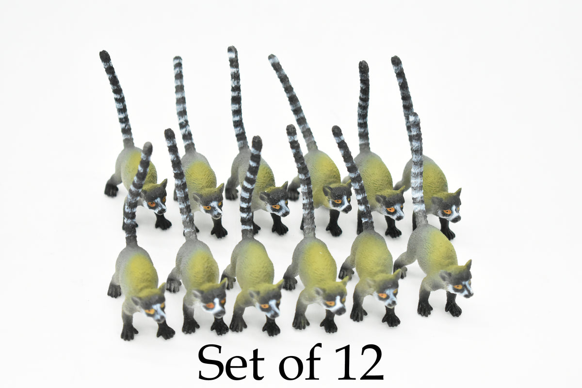 Lemur, Ringtail,  Ring-Tailed, Madagascar, Very Nice Plastic Design, Animal Figure, Educational, Figure, Lifelike, Diorama Model, Replica, Toy, Kids, Gift,   3 Inches.    CWG110 B237