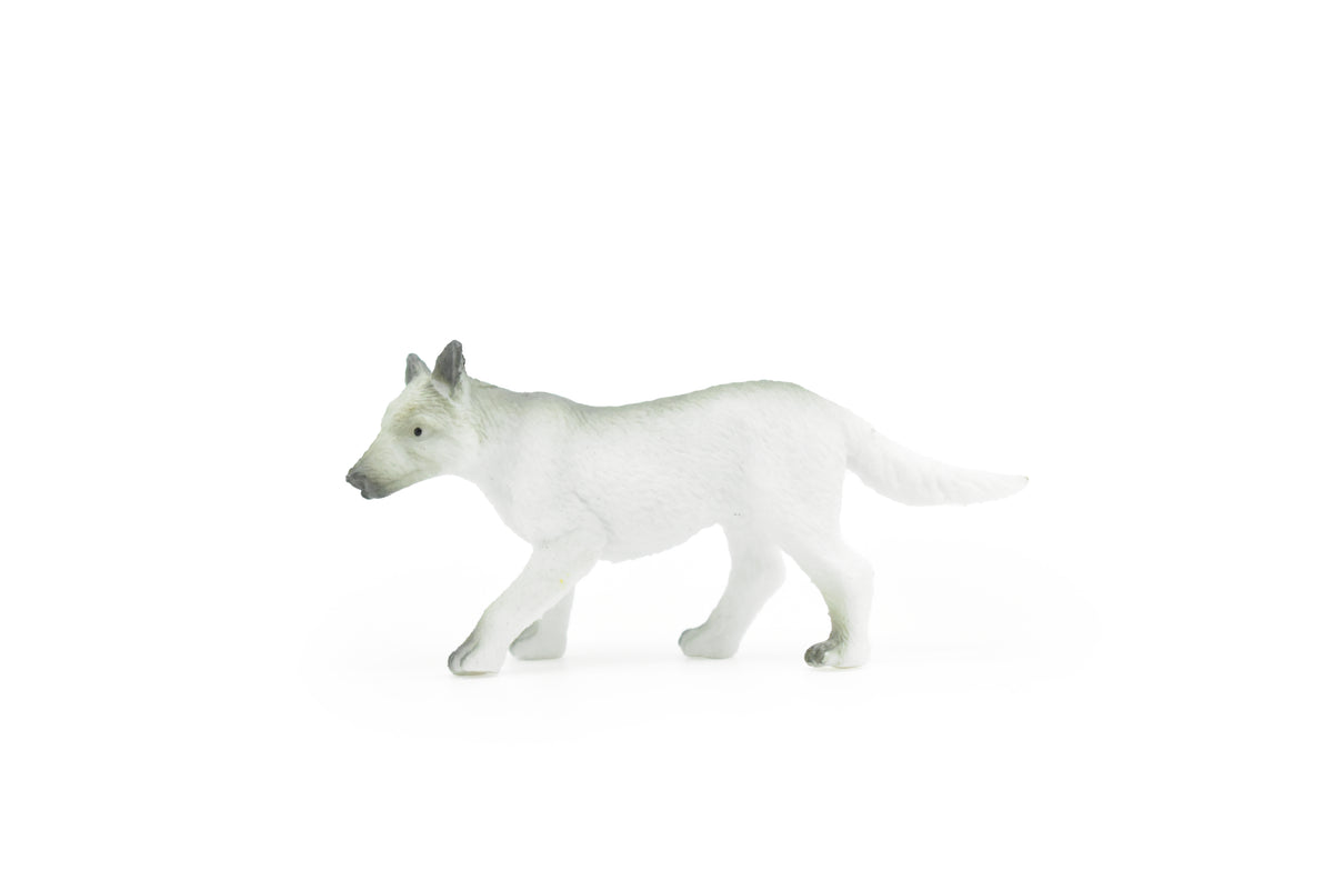 Arctic fox, White fox, Polar, Vulpes lagopus, Hand Painted, Realistic, Very Nice Plastic Design, Artic Animal,  Educational, Diorama Model, Lifelike, Toy, Gift,    3 Inches.    CWG119 B237