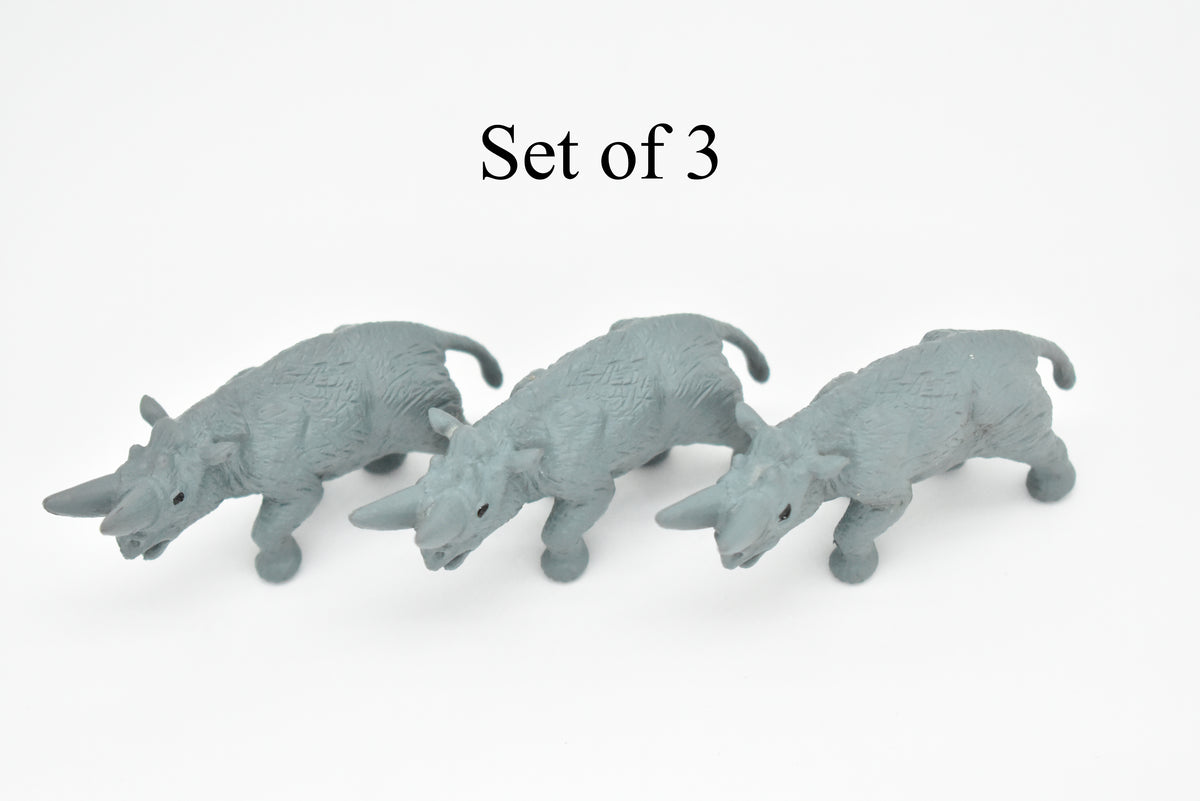 Arsinoitherium, Brontotheres, Horned beasts Educational, Realistic, Diorama Figure, Lifelike Rubber Model, Gift,   2 1/2 Inches.    F3137 B224
