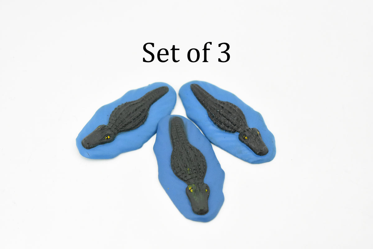 Alligator, Crocodile, in Water, Rubber Toy Reptile, Realistic Figure, Model, Replica, Kids, Educational, Gift,       2 1/2"      F1747 B77