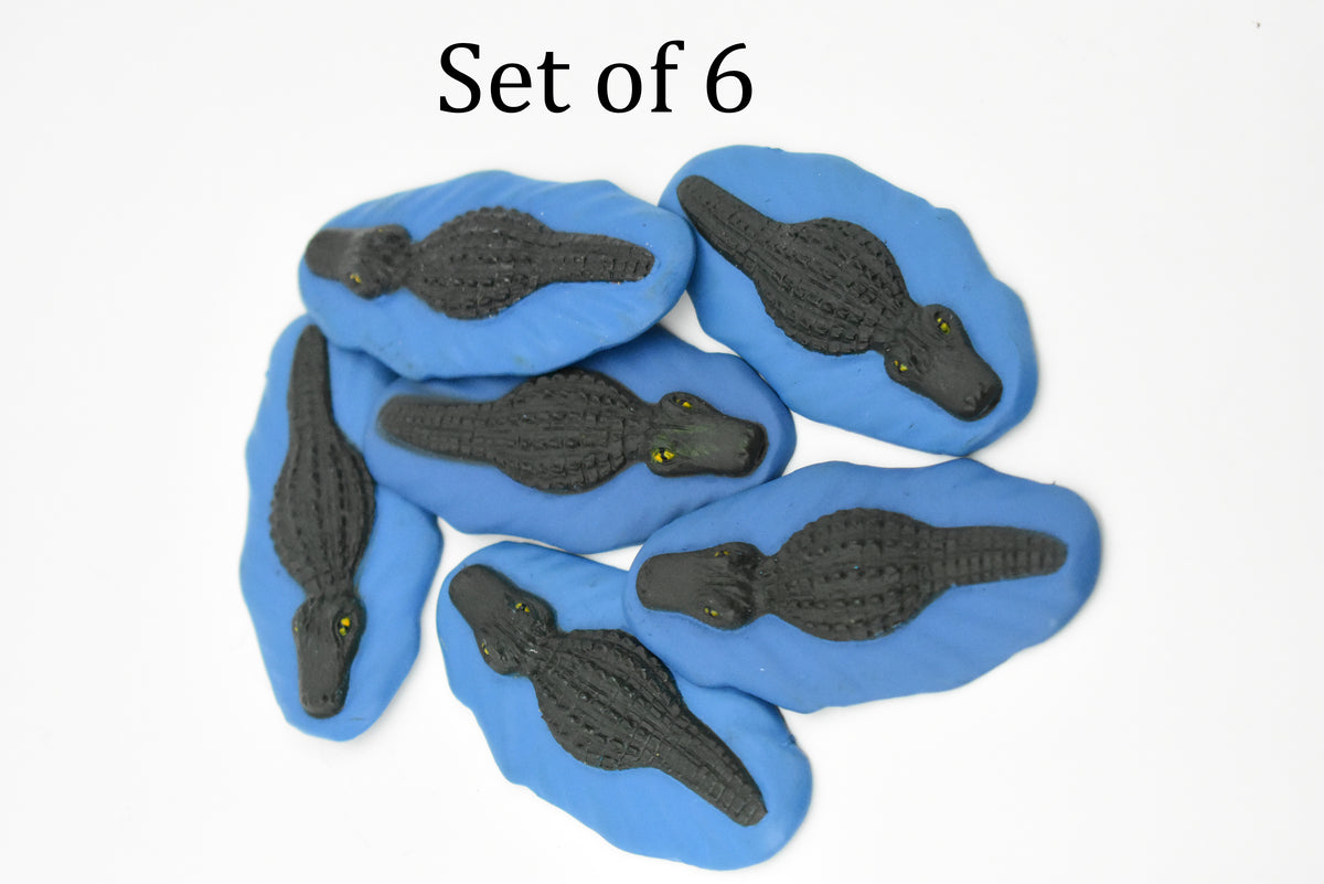Alligator, Crocodile, in Water, Rubber Toy Reptile, Realistic Figure, Model, Replica, Kids, Educational, Gift,       2 1/2"      F1747 B77
