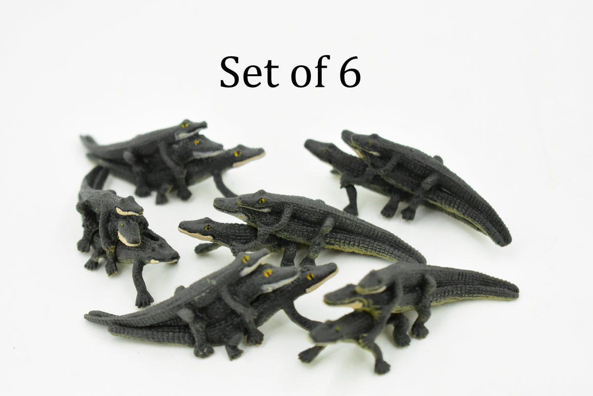 Alligator, 3 Juvenile Alligators, Rubber Toy Animal, Realistic Figure, Model, Replica, Kids Educational Gift,     2 1/2"    F1746 B77