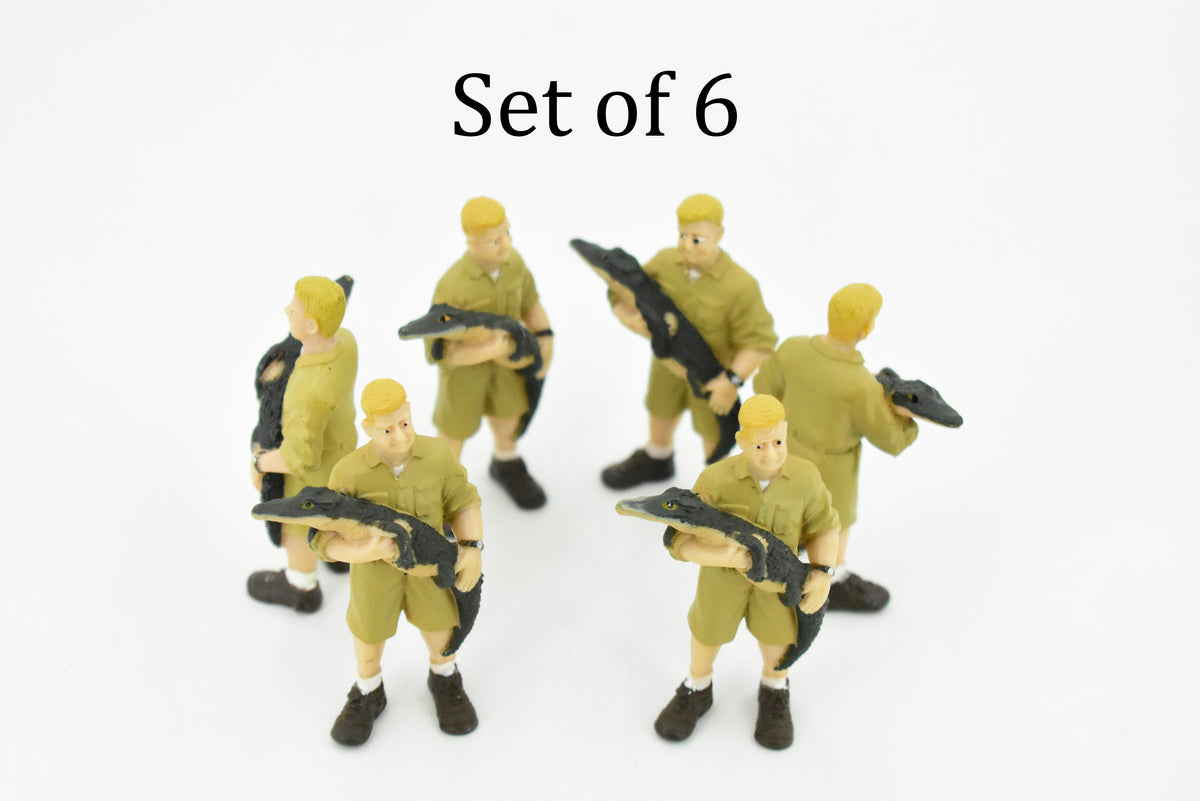 Alligator, Crocodile, Man Holding in Arms, Rubber Toy Reptile, Realistic Figure, Model, Replica, Kids, Educational, Gift,    2 1/2"     F1751 B77