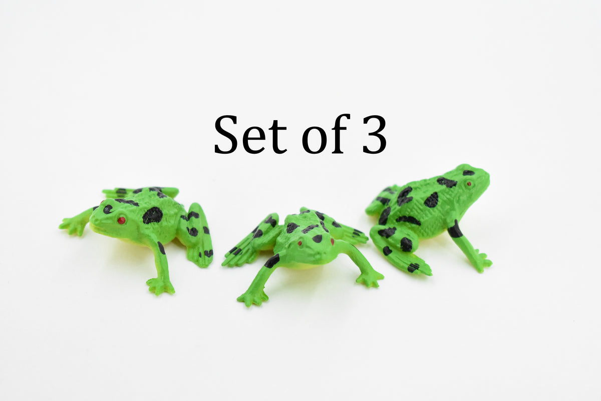 Frog, Green Spotted, Very Nice Plastic Design, Educational, Diorama, Realistic Figure, Lifelike, Replica, Toy, Kids, Gift,   1 1/2 Inches.   CWG17 B47
