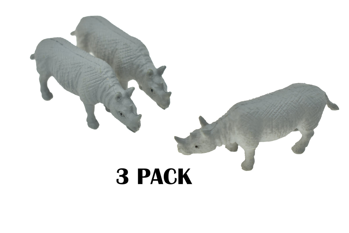 Rhino Rhinoceros Realistic Small Toy Model Plastic Replica African Animal, Kids Educational Gift 2.5" F759 B307