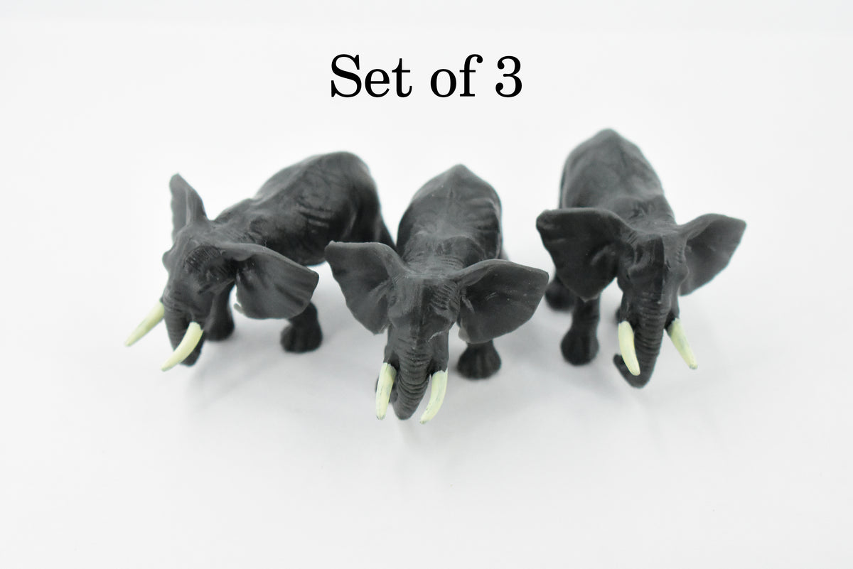 Elephant, African elephant, Very Nice Rubber Design, Hand Painted, Realistic, Educational, Diorama Model, Replica, Toy, Kids, Gift,     2 1/2 Inches.      CH420 BB108