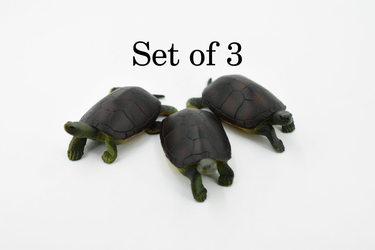 Turtle, Yellow Pond Turtle, Rubber Reptile, Hand Painted, Museum Quality, Educational, Realistic Toy Figure, Diorama Model, Kids, Gift,     2 1/2 Inches.     CH421 BB108