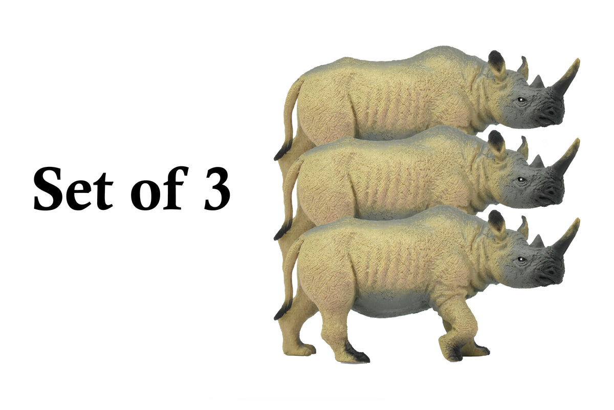 Rhino, Rhinoceros, Very Nice Plastic Design, African Animal Figure, Educational, Figure, Lifelike, Diorama Model, Figurine, Replica, Toy, Kids, Gift,    6 Inches.    CWG180 BB44