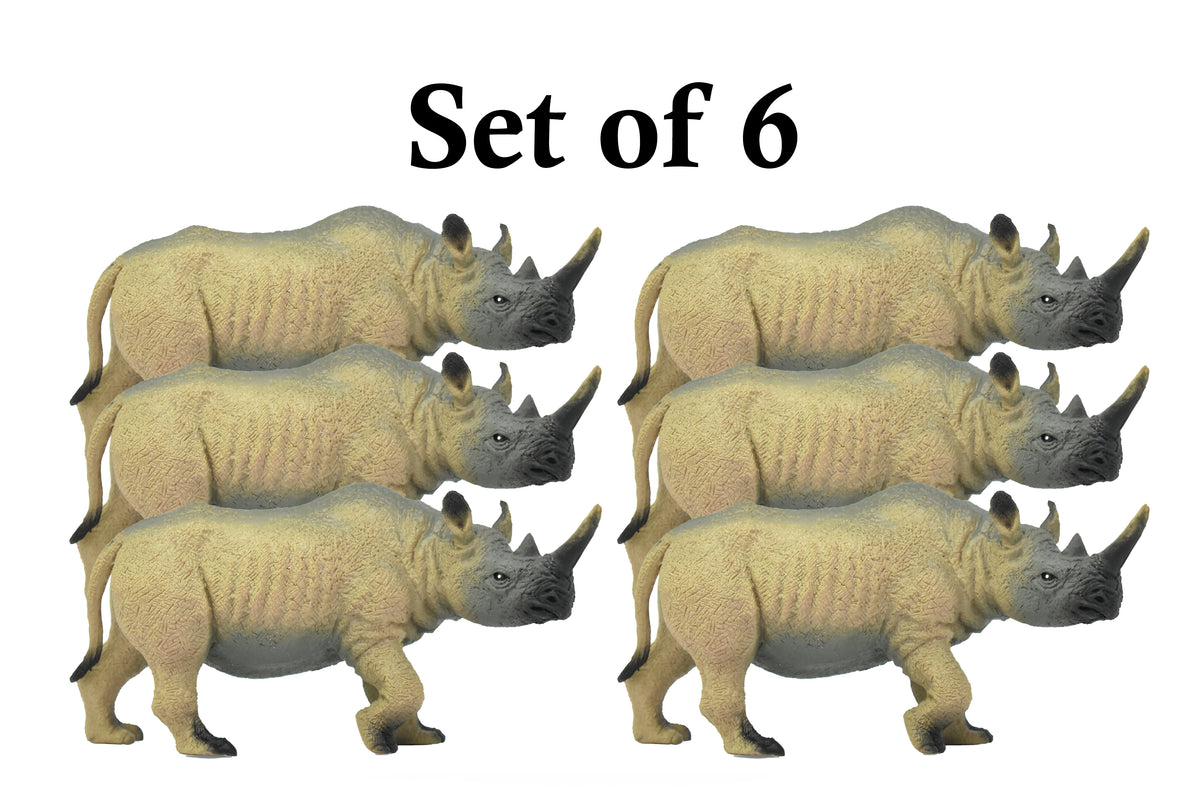 Rhino, Rhinoceros, Very Nice Plastic Design, African Animal Figure, Educational, Figure, Lifelike, Diorama Model, Figurine, Replica, Toy, Kids, Gift,    6 Inches.    CWG180 BB44