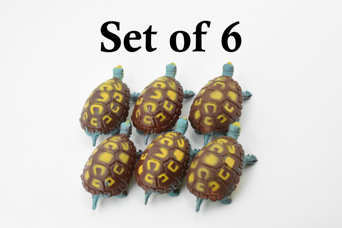 Turtle, Box Turtle, Tortoise, Rubber Reptile, Educational, Realistic, Hand Painted, Figure, Lifelike Model, Figurine, Replica, Gift,     2"      F427 B364