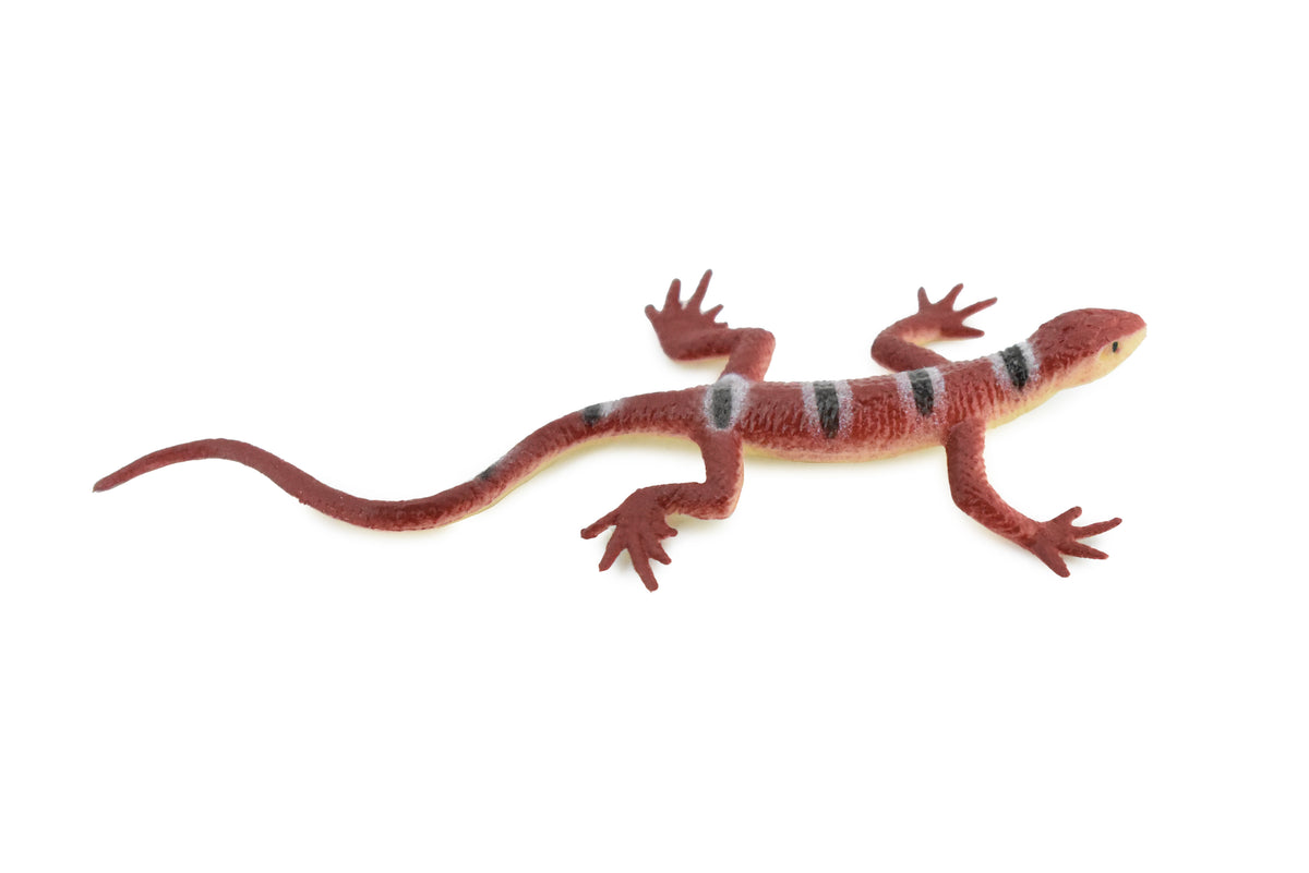 Lizard, Red Striped Lizard, Rubber Reptile Toy, Realistic Figure, Model, Replica, Kids, Educational, Gift,    3" F6063-B380