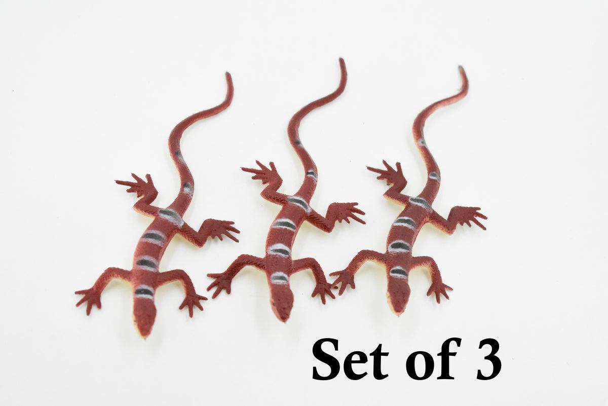 Lizard, Red Striped Lizard, Rubber Reptile Toy, Realistic Figure, Model, Replica, Kids, Educational, Gift,    3" F6063-B380