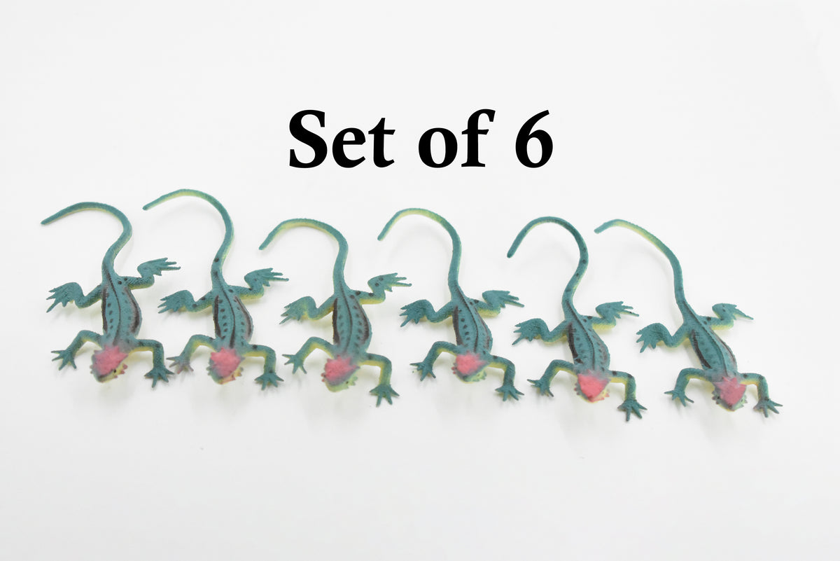 Lizard,  Blue with Red Head, Rubber Reptile Toy, Realistic Figure, Model, Replica, Kids, Educational, Gift,    3"     F6065 B380