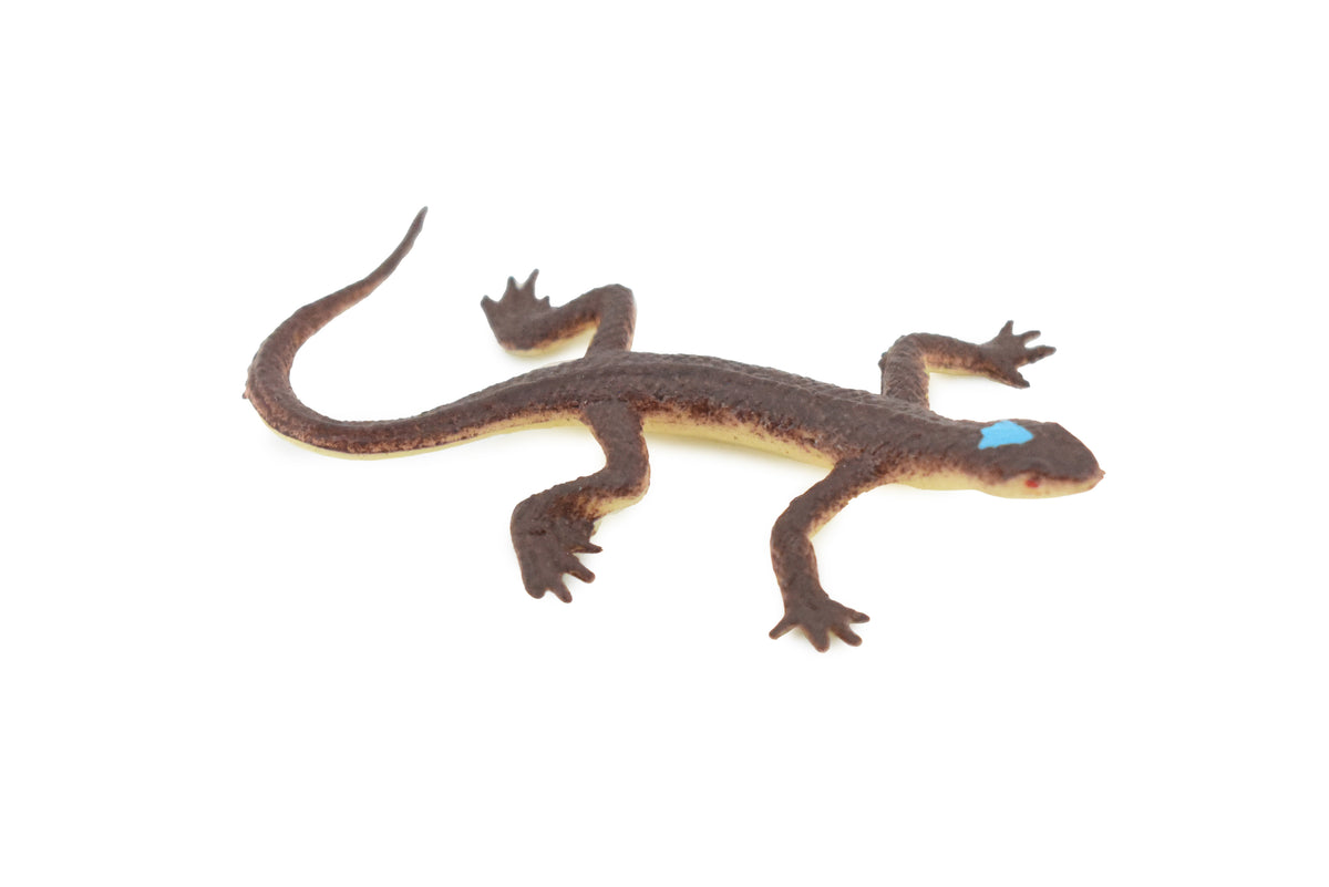 Lizard, Brown Lizard Blue Spot on Head, Rubber Reptile Toy, Realistic Figure, Model, Replica, Kids, Educational, Gift,    2 1/2"     F6067 B380