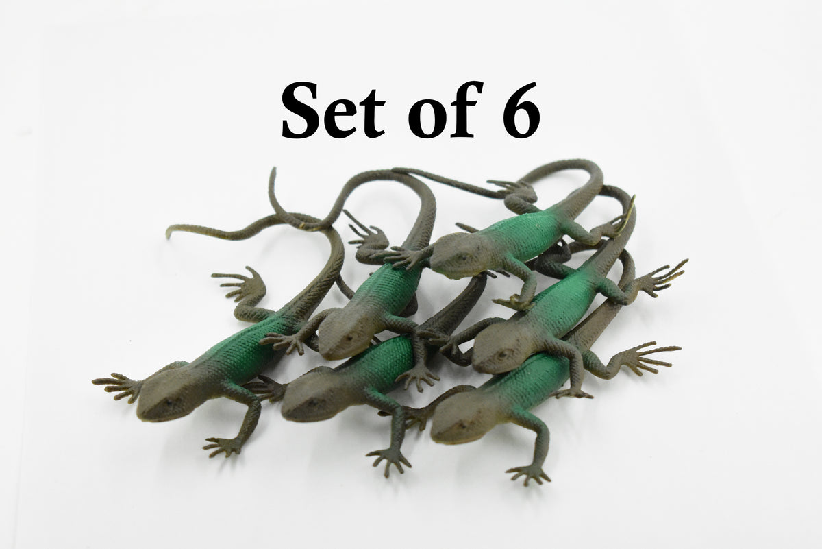 Lizard, Green and Brown Lizard, Rubber Reptile Toy, Realistic Figure, Model, Replica, Kids, Educational, Gift,       4 1/2"      F6104 B381