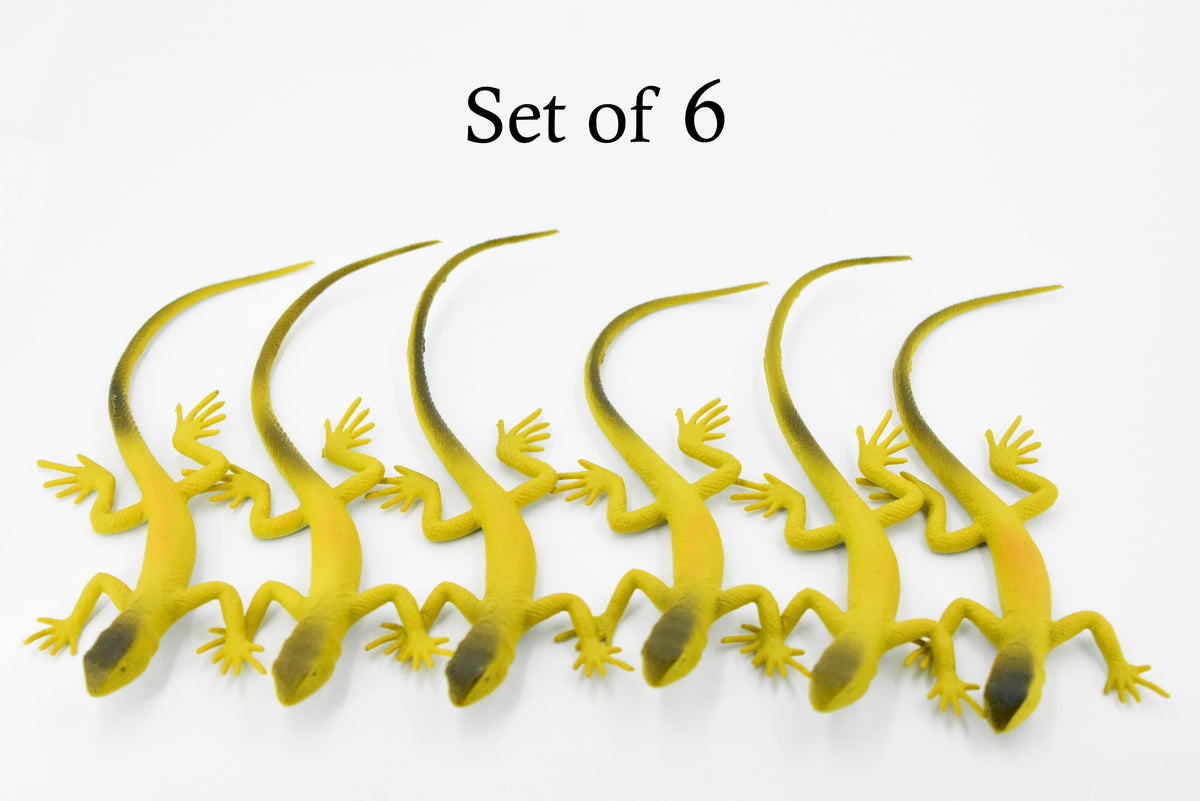 Lizard, Desert Lizard, Yellow with Black, Rubber, Reptile Toy, Realistic Figure, Model, Replica, Kids, Educational, Gift,       4 1/2"      F6105 B381