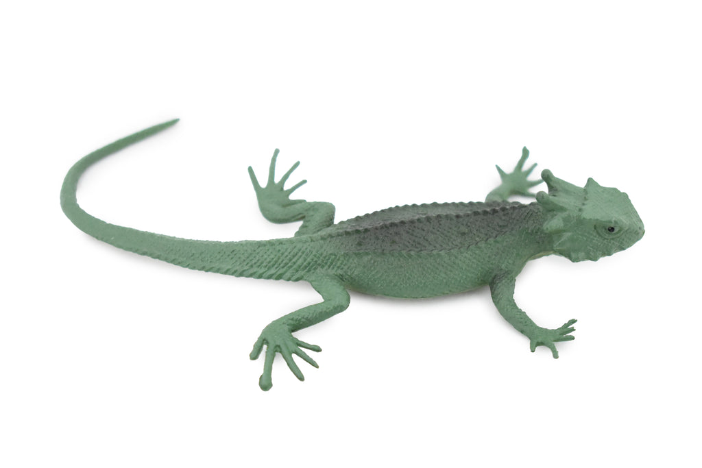 Lizard, Flat-Taled Horned Lizard, Green, Rubber, Toy Reptile, Realistic Figure, Model, Replica, Kids, Educational, Gift,     4"    F6102 B381
