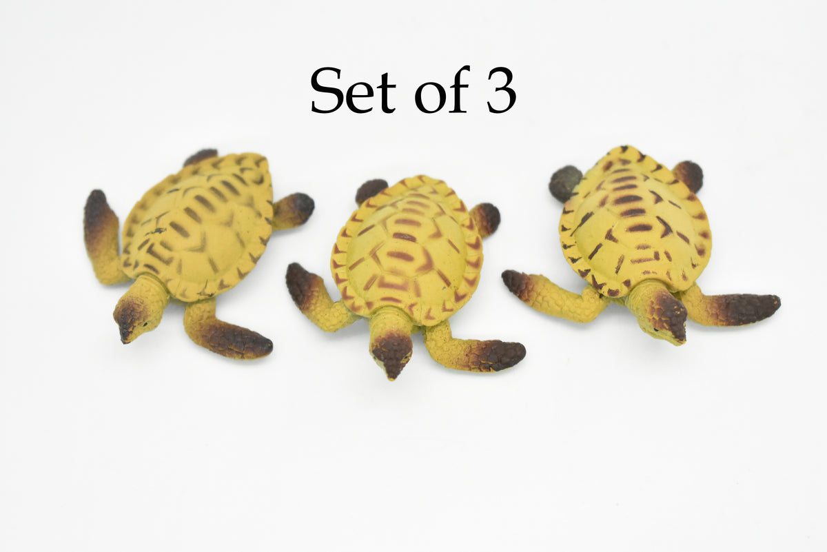 Sea Turtle, Cheloniidae, Plastic Turtle Design, Educational, Realistic, Hand Painted, Figure, Lifelike Figurine, Diorama Model, Toy, Gift,     2 Inches.     CWG270 B46
