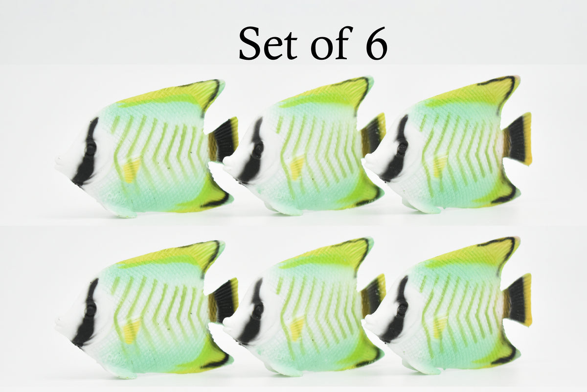 AngelFish, Tropical Fish, Pterophyllum, Ciclids, Hand Painted, Realistic, Plastic Fish Design, Saltwater, Educational, Figure, Lifelike, Diorama Model, Toy, Gift,  2 Inches.   CWG272 B46