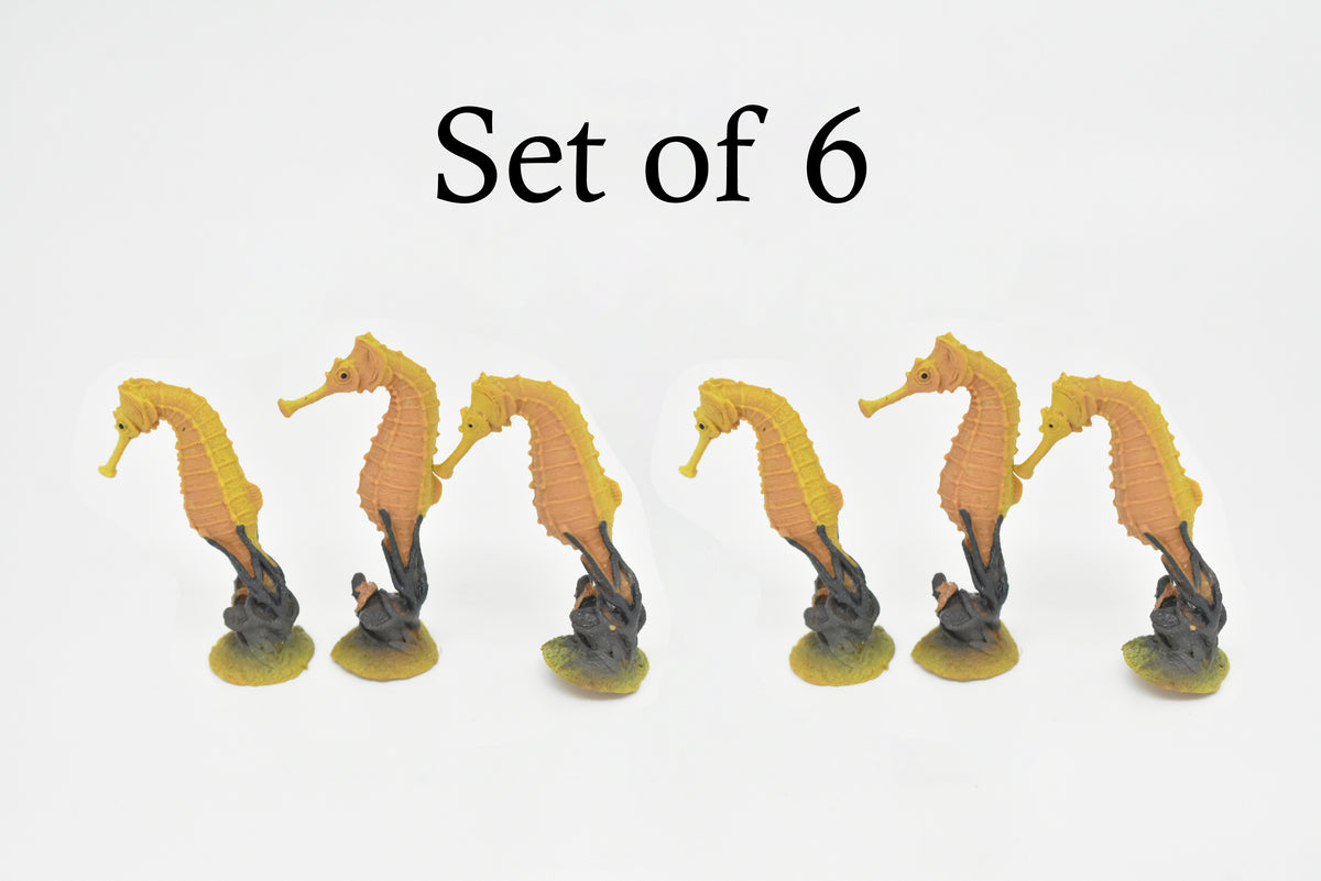 Seahorse, Hippocampus, Plastic Sea Horse Design, Educational, Realistic Hand Painted, Figure, Lifelike Figurine, Diorama Model, Toy, Gift,     3 Inches.    CWG274 B46