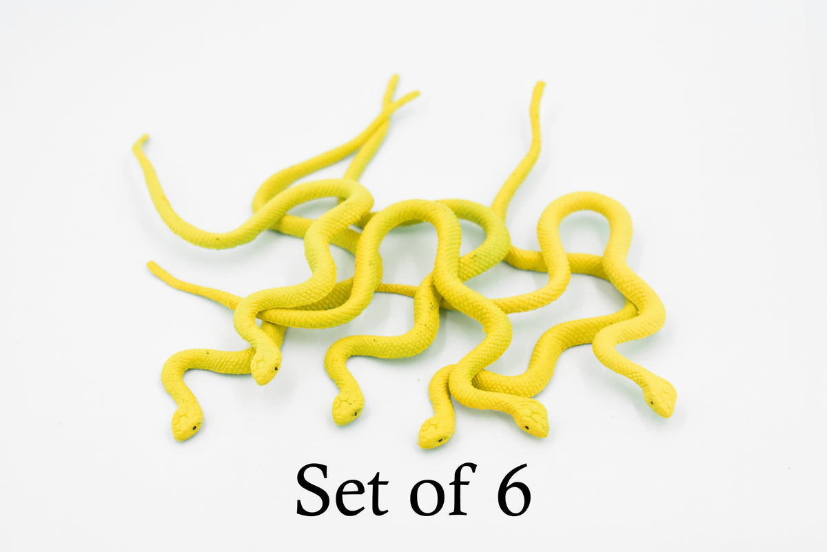 Snake, Yellow, Vine Tree Snake, Rubber Reptile, Educational, Realistic Hand Painted, Figure, Lifelike Model, Figurine, Replica, Gift,       4 1/2"       F2088 B142