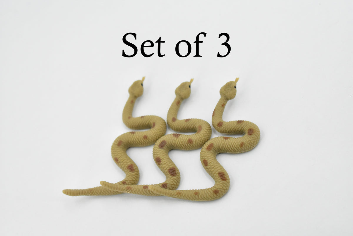 Rattlesnake, Rubber Reptile, Educational, Realistic Snake,  Hand Painted, Figure, Lifelike Model, Figurine, Replica, Toy, Kids, Gift,     2 1/2 Inches    F1517 B103