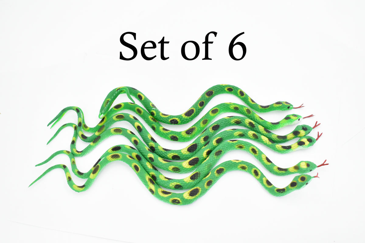 Snake, Green, Tree Python Snake, Rubber Reptile, Educational, Realistic, Hand Painted, Figure, Lifelike Model, Figurine, Replica, Gift,      11"      F1732 B222