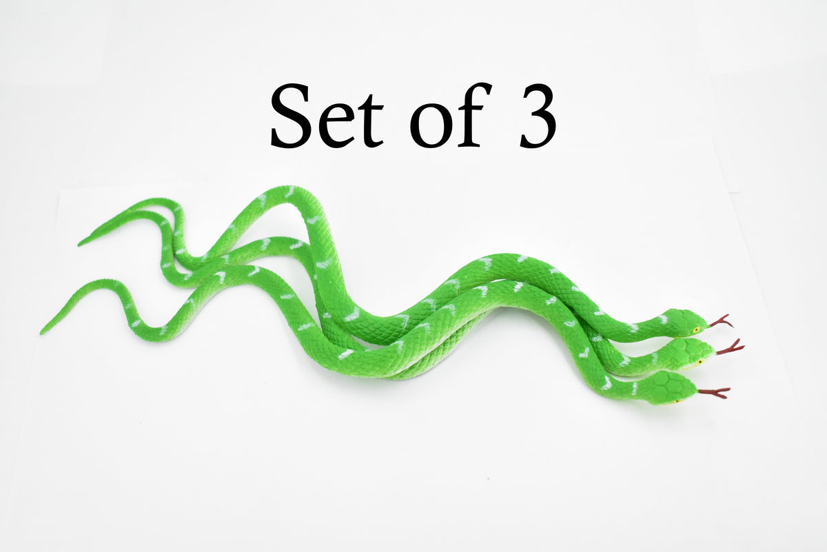 Snake, Bamboo and Mountain Pit Viper, Rubber Reptile, Educational, Realistic, Hand Painted, Figure, Lifelike Model, Figurine, Replica, Gift,    10"      F1734 B222
