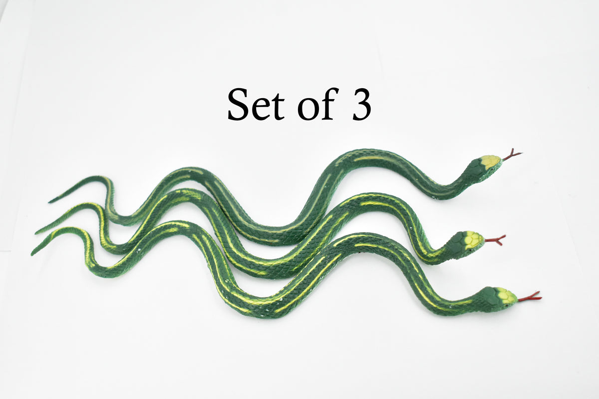Green Garter Snake, Rubber Reptile, Educational, Realistic, Hand Painted, Figure, Lifelike Model, Figurine, Replica, Gift,      10 Inches     F3595 B363
