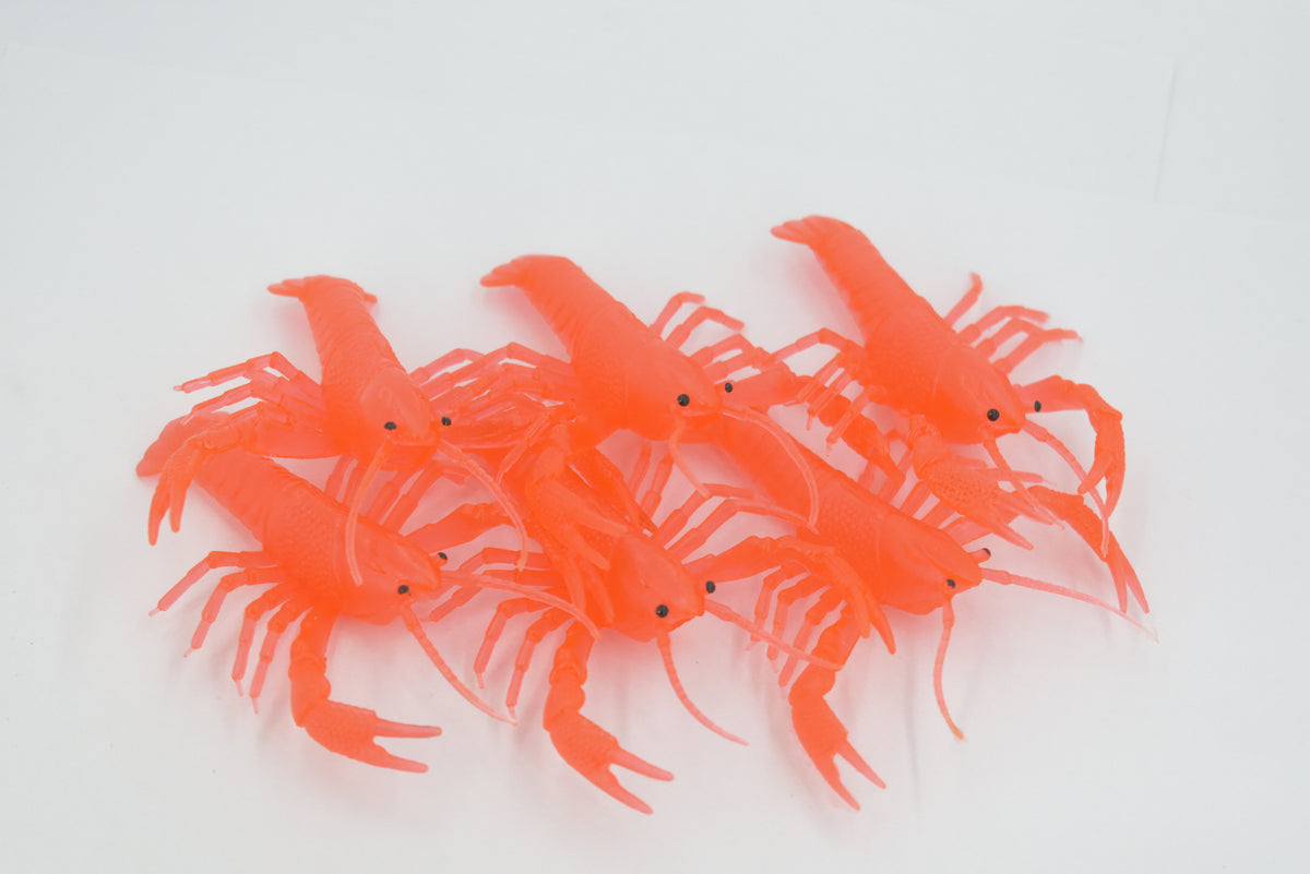 Lobster, Crawfish, Crawdad Design, Orange Rubber, Educational, Figure, Lifelike, Model, Replica, Gift,     4"      F3414 B51