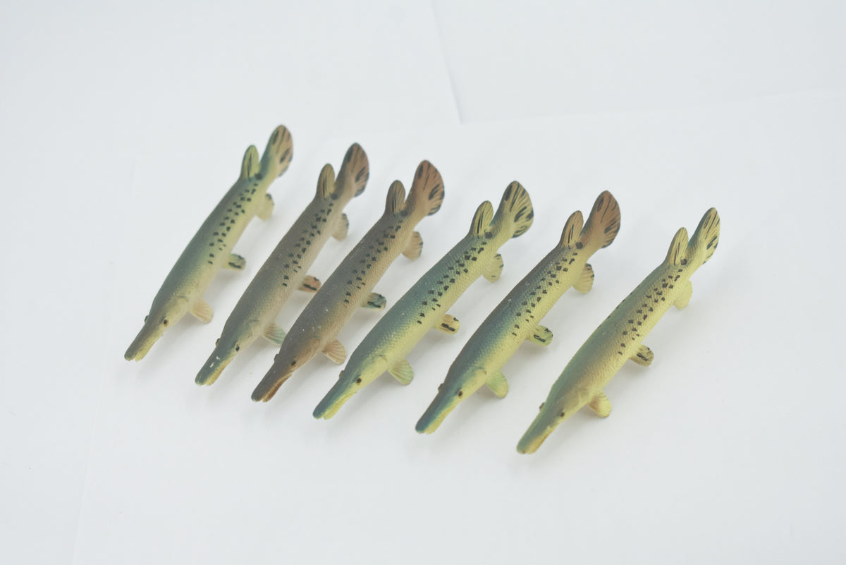 Fish, Alligator Gar, Freshwater, High Quality, Rubber Fish, Hand Painted, Realistic, Figure, Model, Replica, Toy, Kids, Educational, Gift,      3 1/2"       F3446 B88