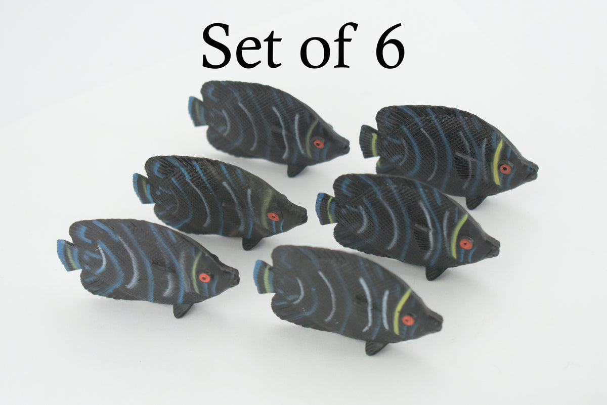 French AngelFish, Black Angel Fish, Rubber Fish Design, Realistic Figure, Educational, Figure, Lifelike, Toy Model, Figurine, Replica, Gift,       2 1/4"       F3450 B48