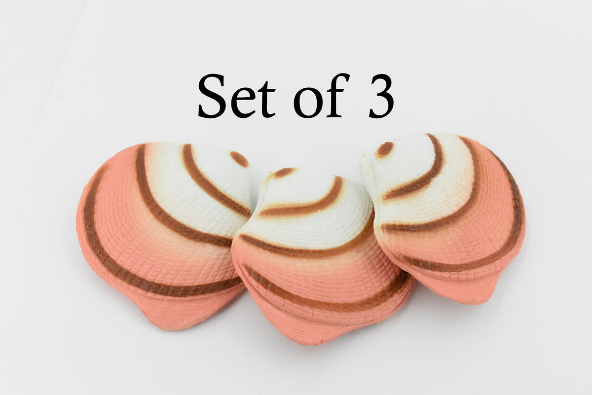 Scallop Shell, Closed, Both Halfs, Soft, Ocean, Sea Life, Plastic Figure, Model, Realistic Replica, Educational, Figurine, Animal, Life Like, Gift,   2 1/2"     F6018 B378