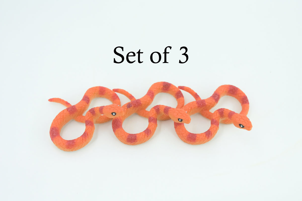 Corn Snake, Orange and Red, Realistic, Plastic, Snake Design, Educational, Hand Painted, Figure, Lifelike Model, Gift      2 Inches.     CWG230 B306