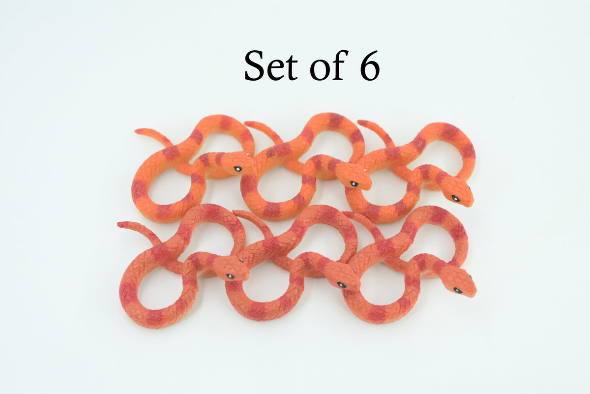 Corn Snake, Orange and Red, Realistic, Plastic, Snake Design, Educational, Hand Painted, Figure, Lifelike Model, Gift      2 Inches.     CWG230 B306