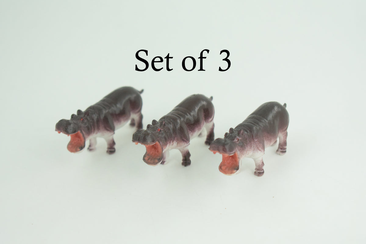 Hippo, Hippopotamus, Hand Painted, Plastic Toy Animal, Kids Gift, Realistic Figure, Educational Model, Replica,       2 1/2 Inches.      F1030 B307