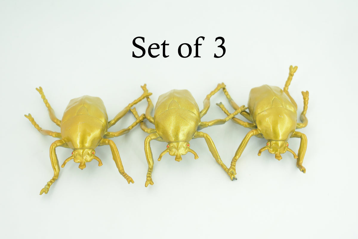 Gold Beetle, Resplendent Beetle, Hand Painted, Rubber Insect, Educational, Realistic Figure, Lifelike Model, Gift,   4 1/2"    AR22 B329