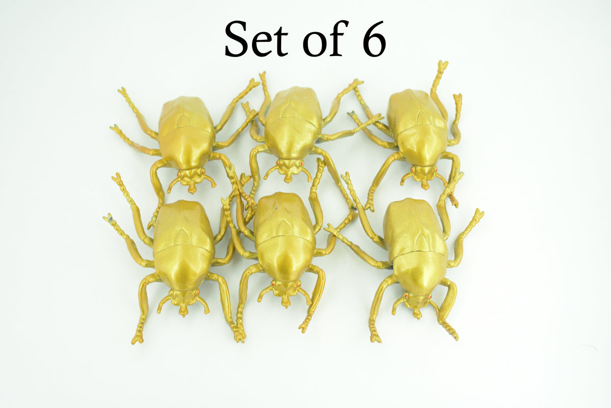 Gold Beetle, Resplendent Beetle, Hand Painted, Rubber Insect, Educational, Realistic Figure, Lifelike Model, Gift,   4 1/2"    AR22 B329