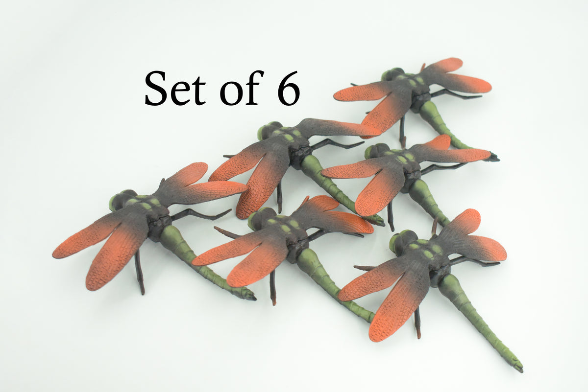 Dragonfly, Green and Red, Emerald Dragonflies, Hand Painted, Rubber Insect, Educational, Realistic Figure, Lifelike Model, Gift,   5"  AR24 B329