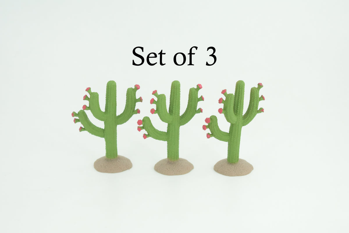 Saguaro Cactus, Pink Flowers, Columnar, Rubber, Educational, Desert Cactus, Realistic Figure, Model, Replica, Kids, Toys, Gift,   2 Inches.     SF78 B103