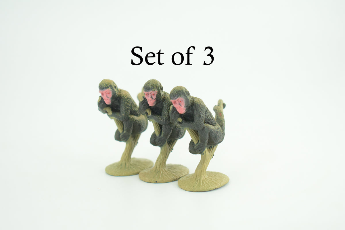 Rhesus Monkey, Rhesus Macaques, Rubber Primate, Animal, Educational, Realistic Figure, Lifelike, Model, Toys, Gift,    2 inches tall.     F1780 B122