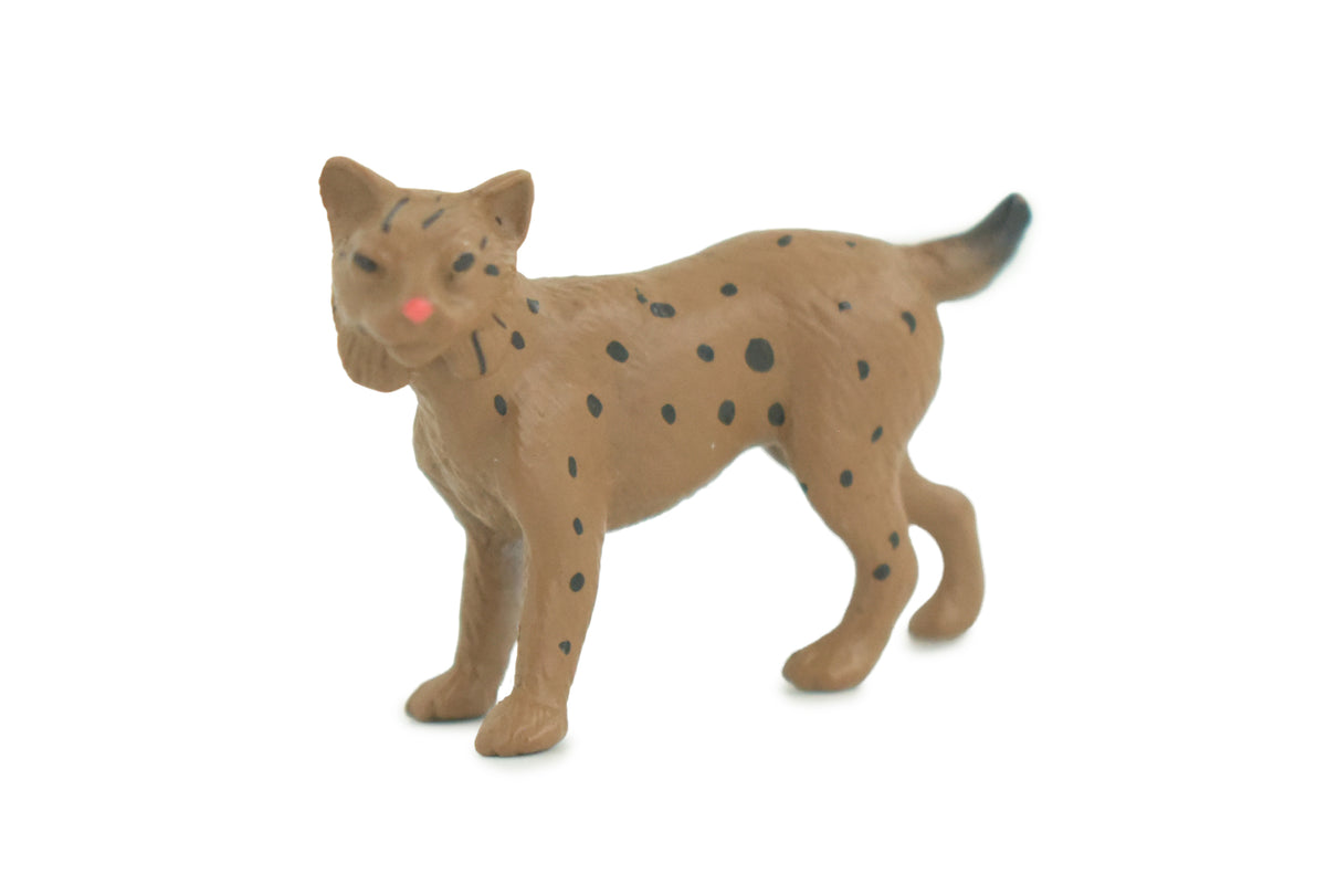Bobcat, Cub, Nice Rubber Animal, Educational, Realistic Cat, Hand Painted, Figure, Lifelike Model, Figurine, Replica, Gift,     2 Inchs      F1511 B103