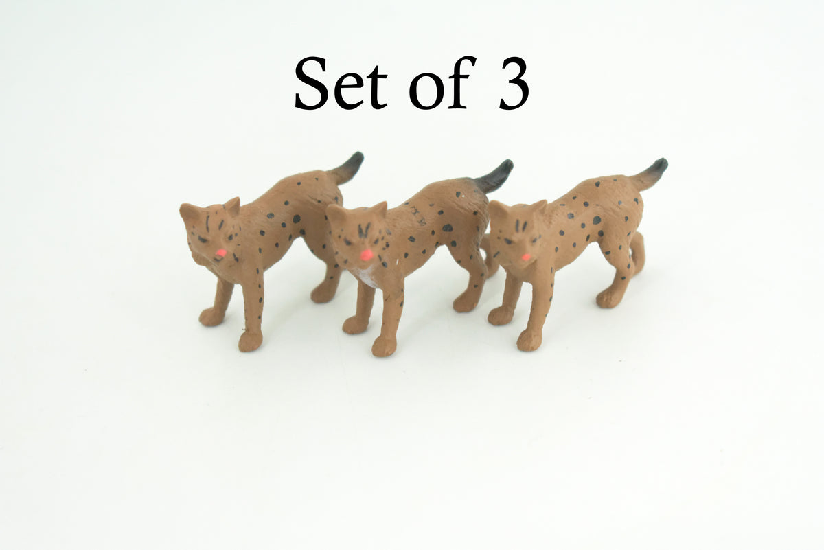 Bobcat, Cub, Nice Rubber Animal, Educational, Realistic Cat, Hand Painted, Figure, Lifelike Model, Figurine, Replica, Gift,     2 Inchs      F1511 B103