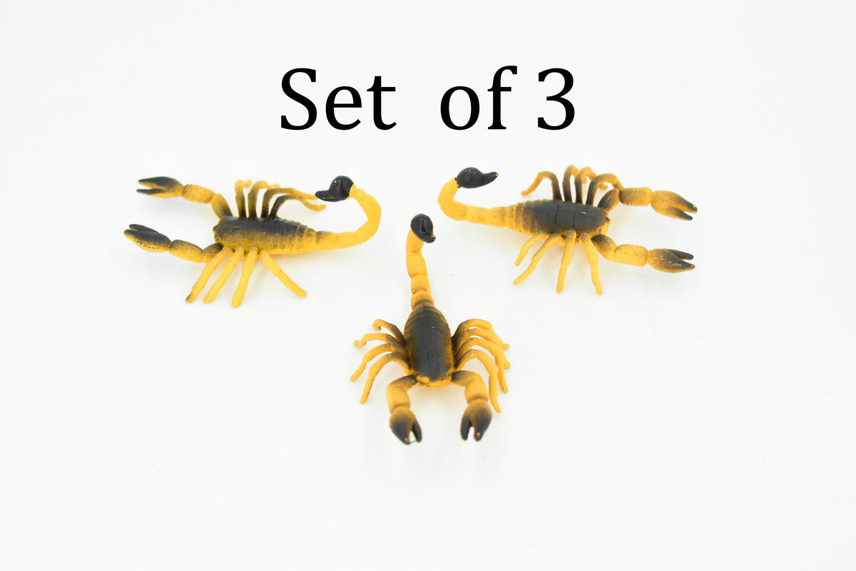 Scorpion, Arachnids, Orange & Brown, Rubber  Educational, Arachnid, Realistic Figure, Model, Replica, Kids, Toys, Gift,     2 1/2 Inches.     F1514 B103
