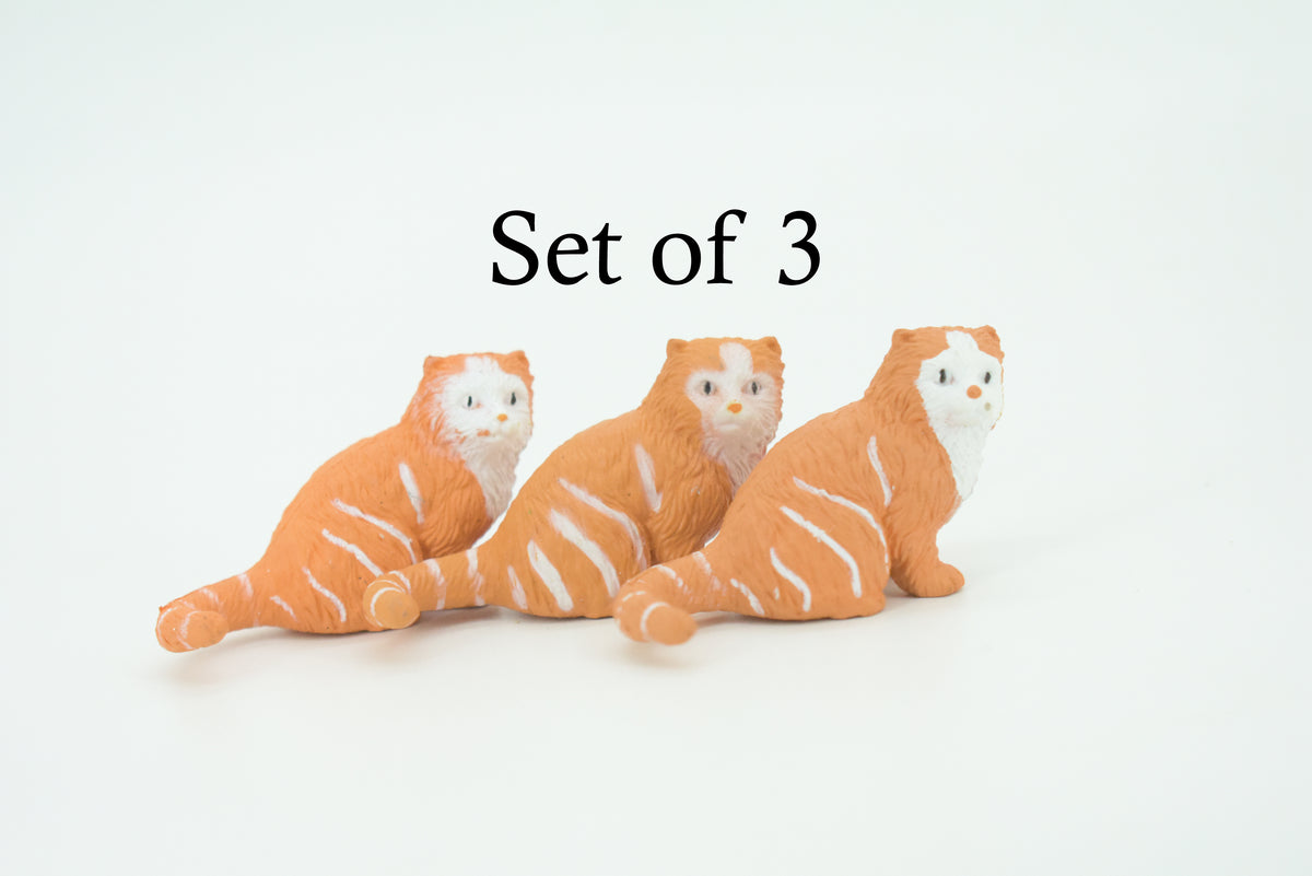 House Cat,  Orange Tabby, Marmalade Cat, Rubber, Hand Painted, Realistic, Figure, Model, Replica, Toy, Kids, Educational, Gift,    2"   F1667 B63