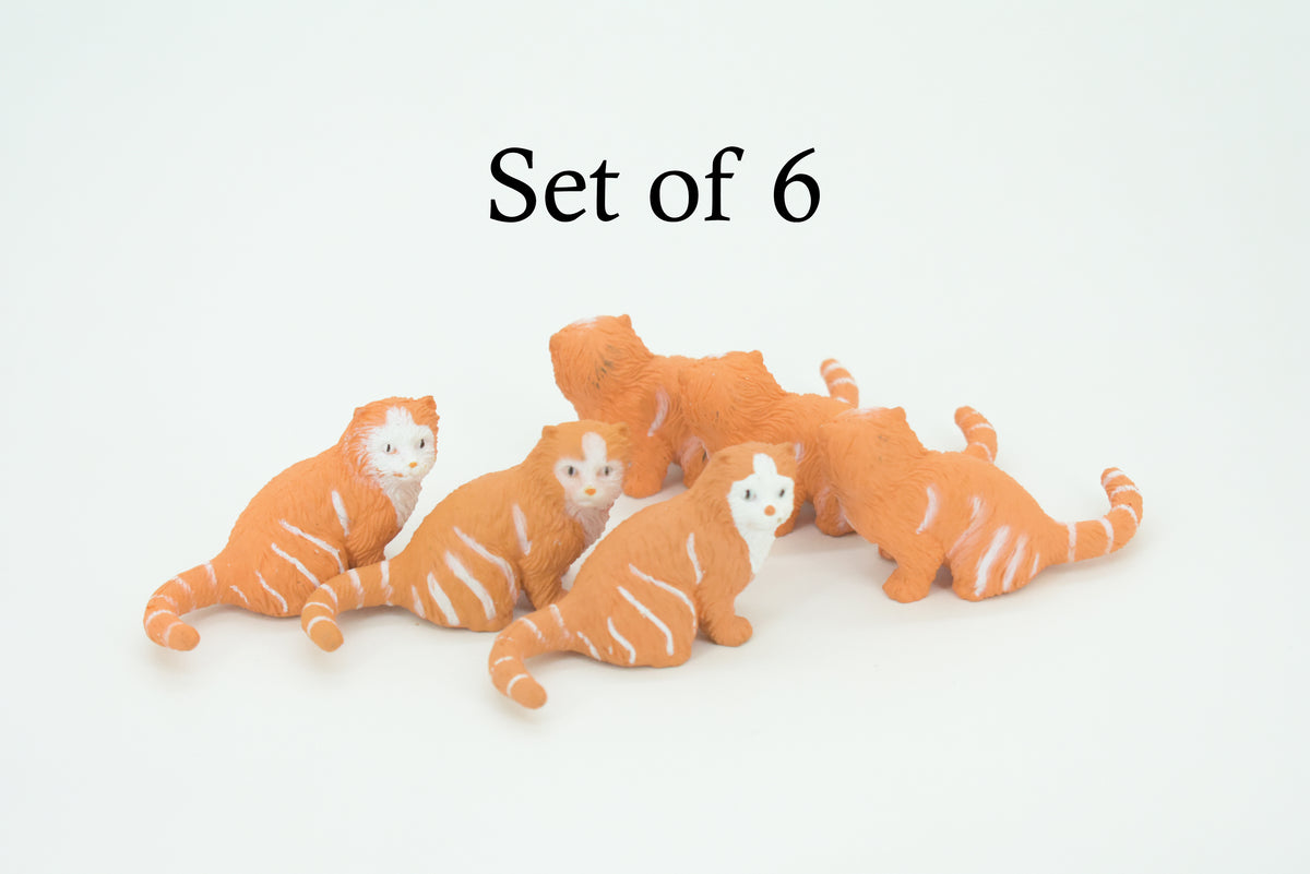 House Cat,  Orange Tabby, Marmalade Cat, Rubber, Hand Painted, Realistic, Figure, Model, Replica, Toy, Kids, Educational, Gift,    2"   F1667 B63